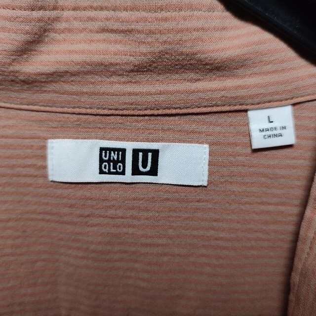 UNIQLO(ユニクロ)のワイドフィット　スタンドカラー ストライプシャツ ピンク L ユニセックス メンズのトップス(シャツ)の商品写真