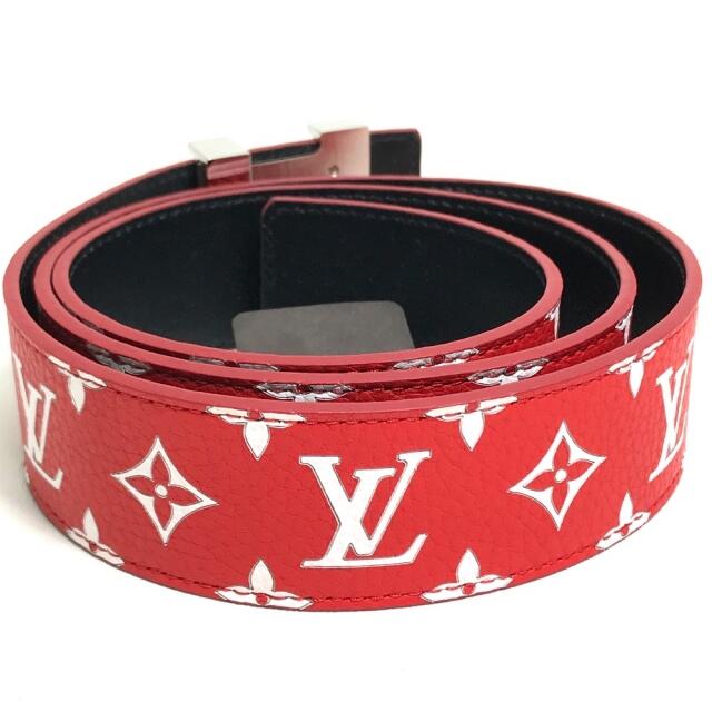 ルイヴィトン LOUIS VUITTON モノグラム サンチュール LV イニシャル MP015 ルイヴィトン×シュプリーム 17aw Supreme Louis Vuitton LV Initiales 40 MM Belt ベルト レザー レッド 新品