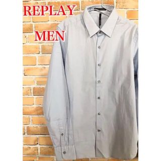 リプレイ(Replay)の【新品未使用品】REPLAY シャツ　ブルー　高級　アパレル　人気　M　売れ筋(シャツ)