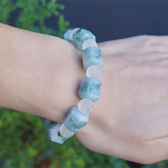 ☘本翡翠 六字真言⭐️ ブレスレット 新品 | diamundialfuturos