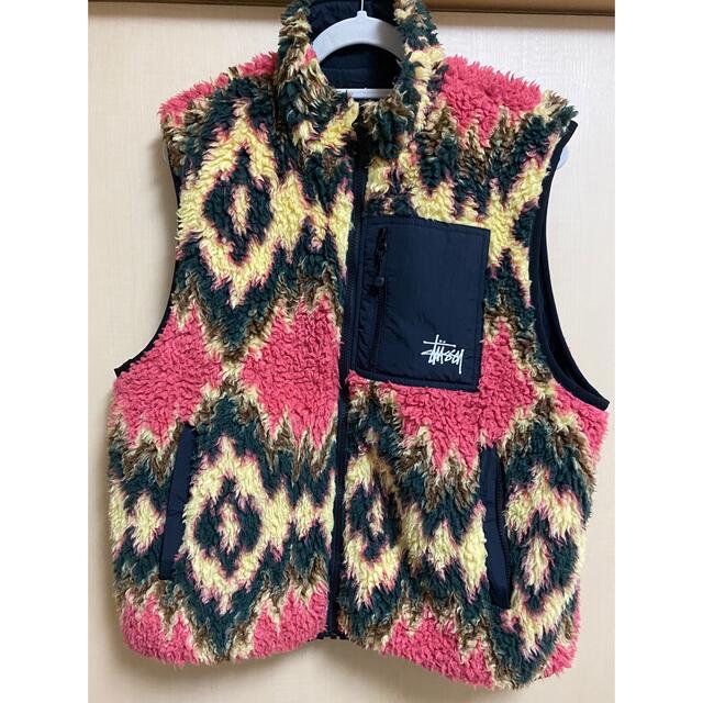 Stussy Striped Sherpa Vest ステューシー ベスト M