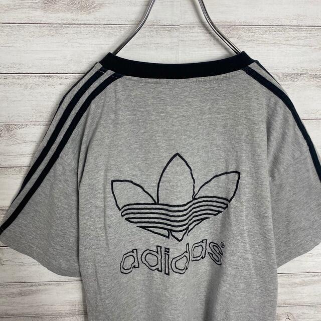 adidas(アディダス)の【希少デザイン】90sアディダス☆刺繍ワンポイントバックロゴモノトーンTシャツ メンズのトップス(Tシャツ/カットソー(半袖/袖なし))の商品写真