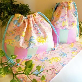 ゆめかわ ☆くまさん ランチョンマット お弁当袋 コップ袋 ハンドメイド(外出用品)