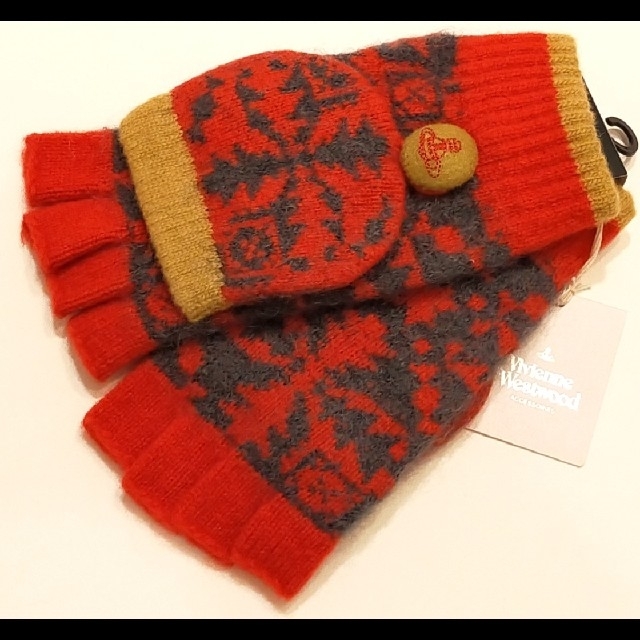 Vivienne Westwood(ヴィヴィアンウエストウッド)の⑤　新品　ヴィヴィアンウエストウッド　ウール混　ミトン　手袋　Vivienne レディースのファッション小物(手袋)の商品写真