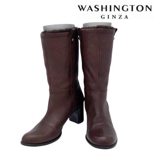 ギンザワシントン(銀座ワシントン)の【美品】WASHINGTON ワシントン レザー ボア ハーフブーツ 24cm(ブーツ)