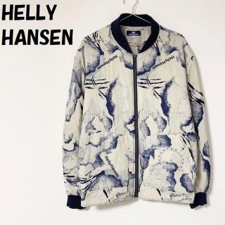 ヘリーハンセン(HELLY HANSEN)の購入者ありヘリーハンセン 総柄 中綿 ブルゾン ホワイト×ネイビー サイズL(ブルゾン)