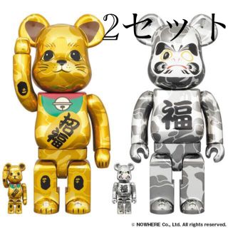 メディコムトイ(MEDICOM TOY)のBE@RBRICK BAPE®招き猫 金メッキ＆達磨 銀メッキ100％＆400％(フィギュア)