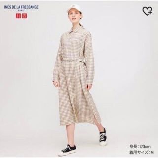 ユニクロ(UNIQLO)のイネス　ワンピース　ユニクロ　チェック　ロングワンピース(ロングワンピース/マキシワンピース)