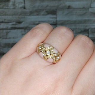 k１８　珊瑚　コーラル　ダイヤモンド　リング　高級品(リング(指輪))