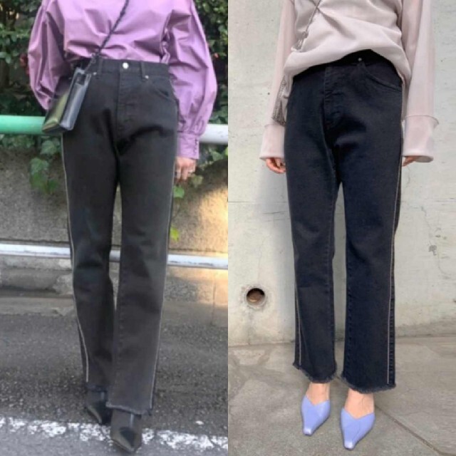 Ameri【未使用品】美脚 チェーン スタッズ ブラック デニム Ameri【未使用品】美脚 チェーン スタッズ ブラック デニム