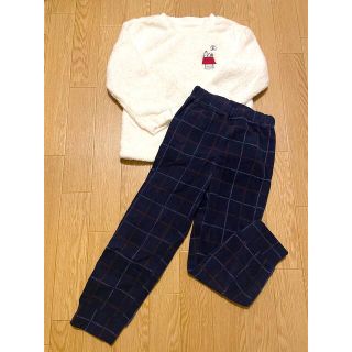 ユニクロ(UNIQLO)のUNIQLOxスヌーピー フリースルームウェア(120cm)(パジャマ)