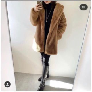 ✴︎即完売 ZARA ザラ フェイクファーショートコート XS チョコレート