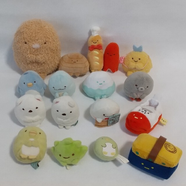 すみっコぐらし ぬいぐるみ入れ物×8&キャラ×17セット エンタメ/ホビーのおもちゃ/ぬいぐるみ(ぬいぐるみ)の商品写真