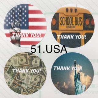 51.USA【thank you シール48枚】(カード/レター/ラッピング)