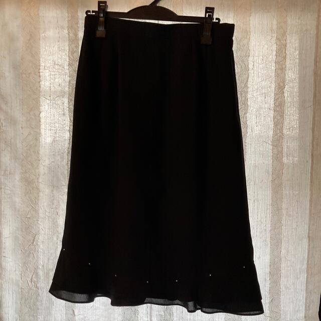 黒フレアースカート13号 レディースのスカート(ひざ丈スカート)の商品写真