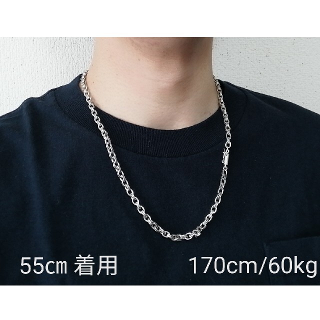 55cm シルバーネックレス ペーパーチェーン フィリグリークロスネックレス メンズのアクセサリー(ネックレス)の商品写真