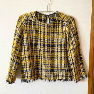 ザラ(ZARA)のザラ ZARA ツイード チェック柄 トップス(カットソー(長袖/七分))