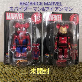 マーベル(MARVEL)の【未開封】BE@BRICK MARVEL スパイダーマン&アイアンマン(アメコミ)