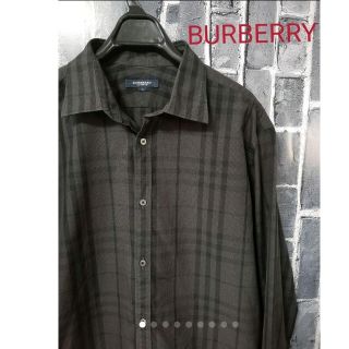 バーバリー(BURBERRY)の美品★BURBERRYバーバリーホースロゴ入★チェック柄高級長袖シャツ★サイズL(シャツ)