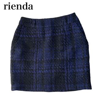 リエンダ(rienda)のrienda スカート チェック ブルー ブラック XS 秋 冬 レディース(ミニスカート)