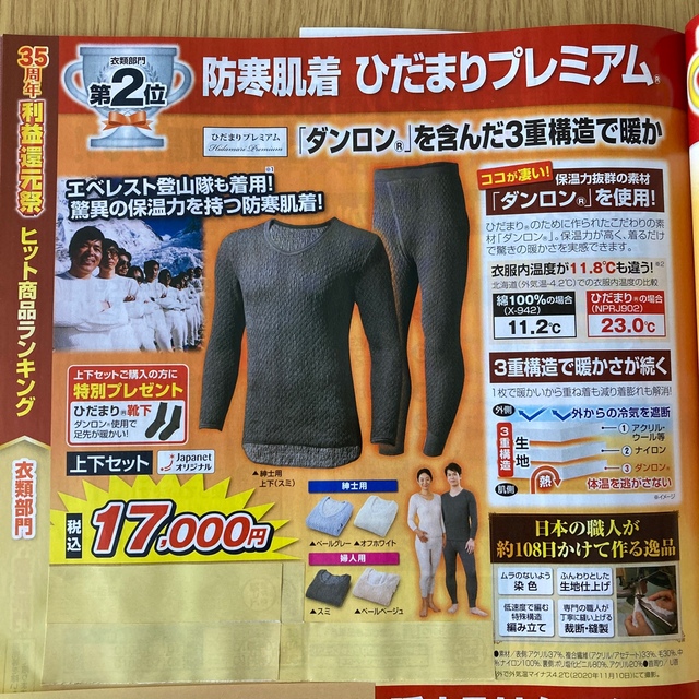 ひだまりプレミアム上下セット Mサイズ 箱付き