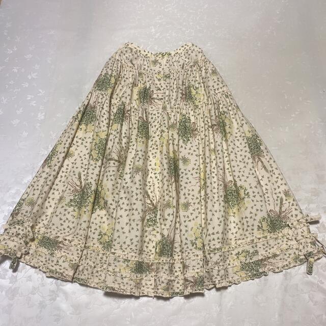 WONDERFUL WORLD うさぎとお花の刺繍ピコフリルティアードスカート