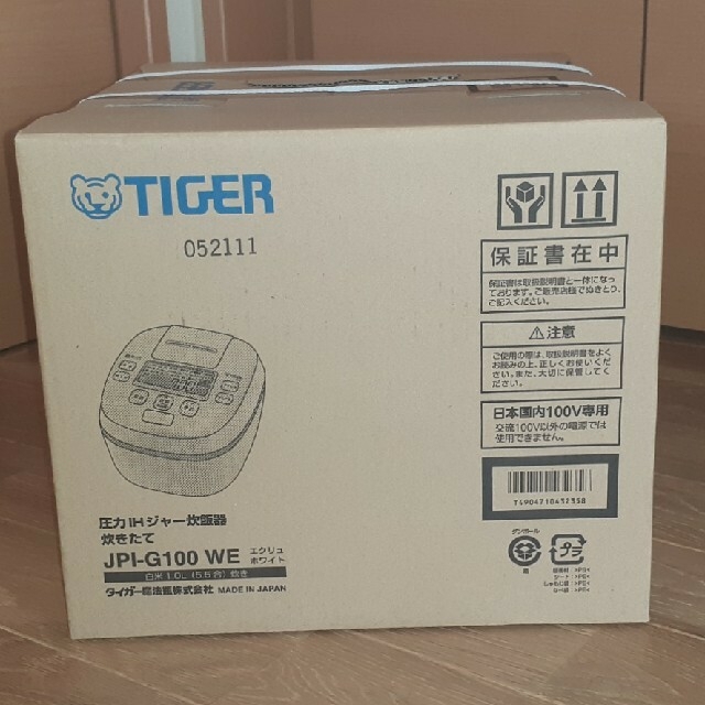 TIGER 【新品】圧力IHジャー炊飯器 ご泡火（ほうび）炊き JPI-G100 WEの通販 by ゴン太's shop｜タイガーならラクマ