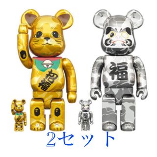 メディコムトイ(MEDICOM TOY)のBE@RBRICK BAPE 招き猫金メッキ&達磨 銀メッキ 100%&400(その他)