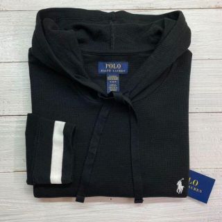 ポロラルフローレン(POLO RALPH LAUREN)の新品【メンズL】★ラルフ★フード付きワッフル長袖Tシャツ/黒白/サーマル(Tシャツ/カットソー(七分/長袖))