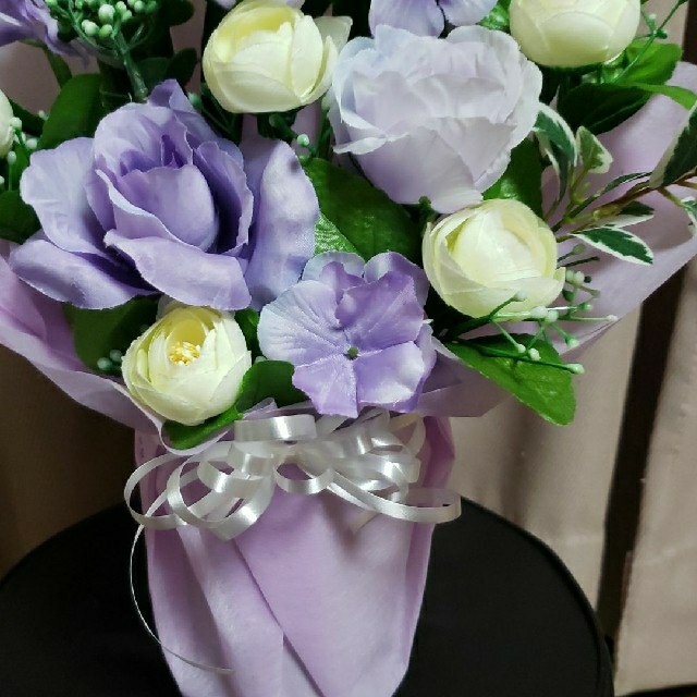 仏花　造花アレンジ　紫薔薇 2