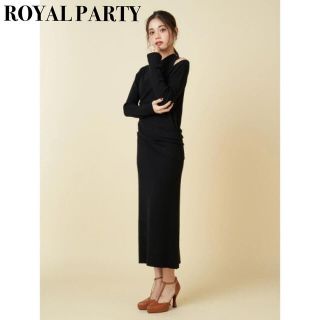 ロイヤルパーティー(ROYAL PARTY)の新品【Royal Party】アシメレイヤード ニット ワンピース(ロングワンピース/マキシワンピース)