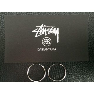 ステューシー(STUSSY)のラス1！カード＆ピアスセット！【フープ ピアス 19mm シルバー 2個セット】(ピアス(両耳用))