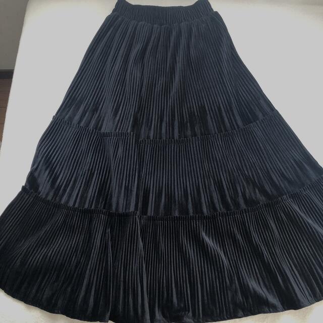 ティアードスカート　ブラック レディースのスカート(ロングスカート)の商品写真