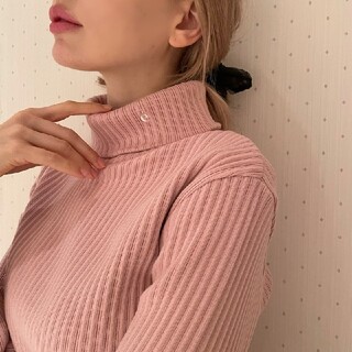 ベリーブレイン(Verybrain)のepine é embroidery rib knit pink bibiy(ニット/セーター)