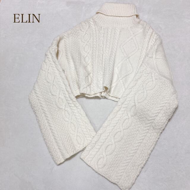 本物品質の ELIN エリン タートルネック ニット knit cropped Cable ニット+セーター