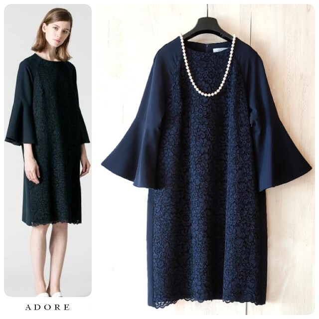 美品❗️ADORE アドーア ワンピース 黒 冠婚葬祭にも