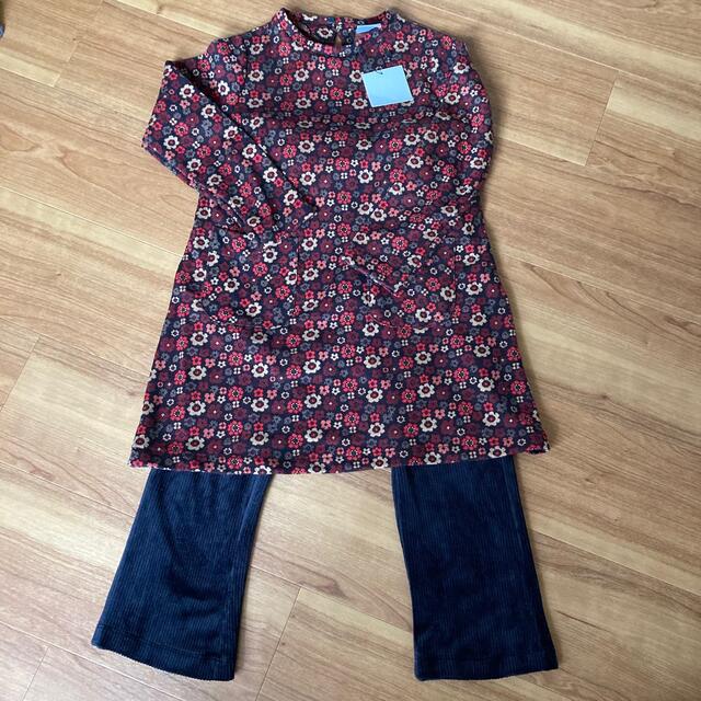 ZARA KIDS(ザラキッズ)の最終値下　新品未使用　ZARA 上下セット　花柄ワンピース　コーデュロイパンツ  キッズ/ベビー/マタニティのキッズ服女の子用(90cm~)(ワンピース)の商品写真