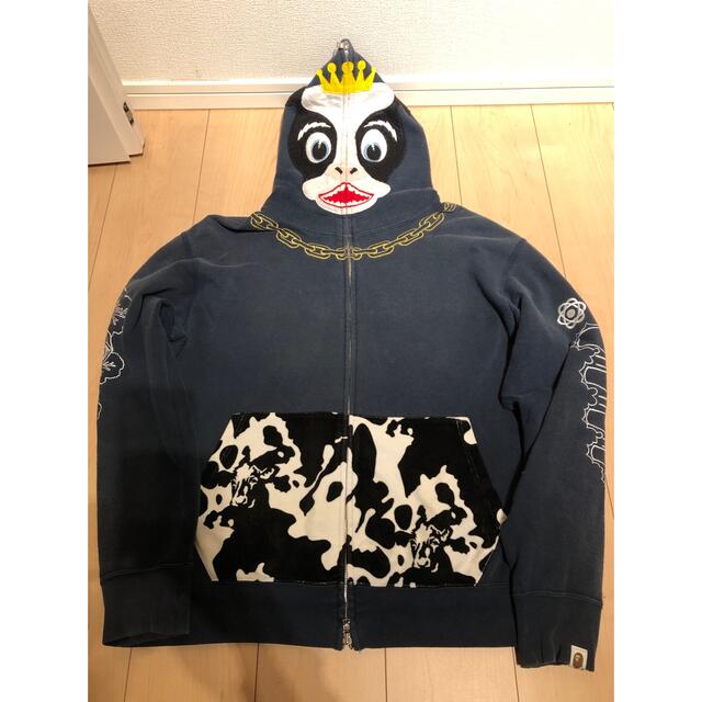 綿100％アベイシングエイプ　A BATHING APE　スターパーカー　L　グレー