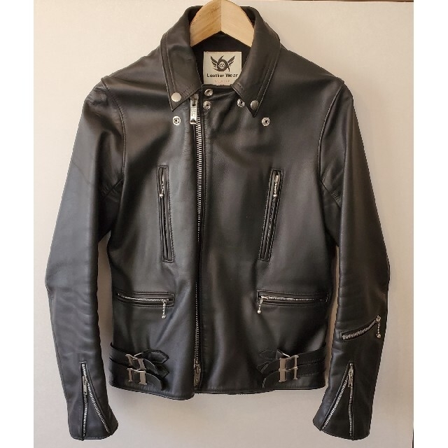 666(シックスシックスシックス)の666 レザー ライダース ジャケット　size34　本革 メンズのジャケット/アウター(ライダースジャケット)の商品写真