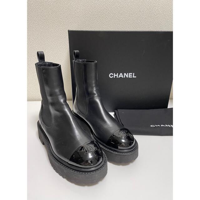 クラシック CHANEL - CHANEL 美品　サイドゴアブーツ　ショートブーツ　ブラック　37.5 ブーツ