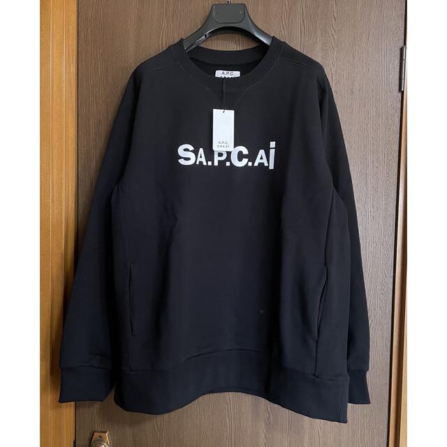 XXL新品 sacai A.P.C. メンズ ロゴ スウェット サカイ ブラック