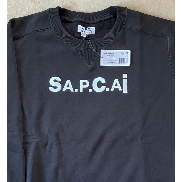 XXL新品 sacai A.P.C. メンズ ロゴ スウェット サカイ ブラック