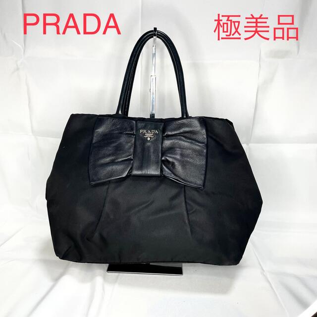 買取価格 極美品 PRADA プラダ リボン トートバッグ ハンドバッグ