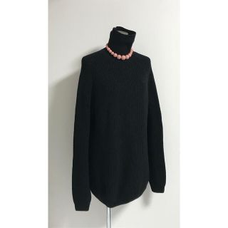 ザラ(ZARA)のZARA ザラ ローゲージ コットン タートル ニット ワンピース ブラック(ニット/セーター)