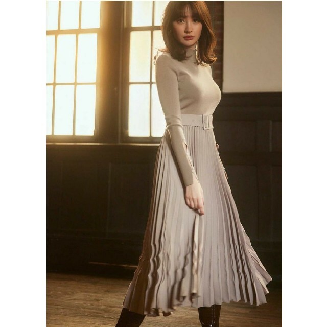 Her lip to pleated wool blend long dress 2