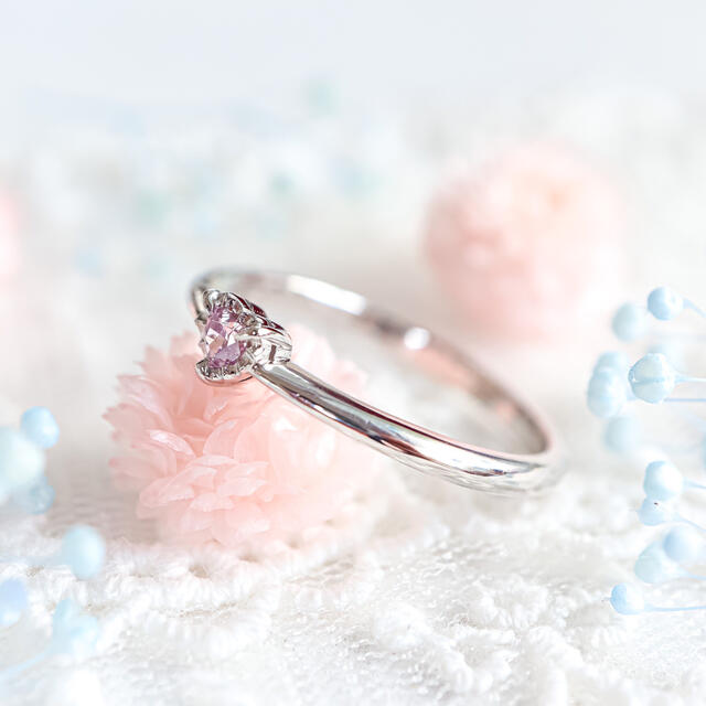 天然ピンクダイヤモンド0.087ct プラチナリング レディースのアクセサリー(リング(指輪))の商品写真
