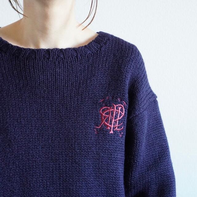 90s ラルフローレン 刺繍ロゴ カレッジニット 古着 vintage オンライン