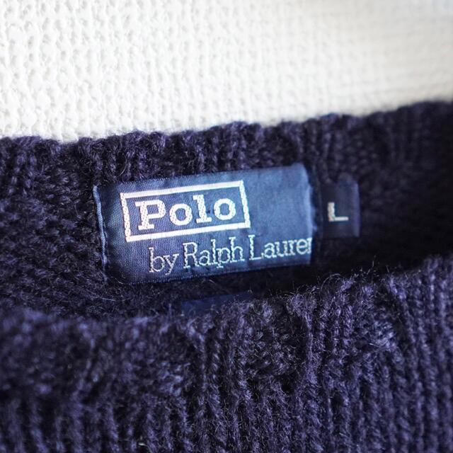 90s ラルフローレン 刺繍ロゴ カレッジニット 古着 vintage オンライン