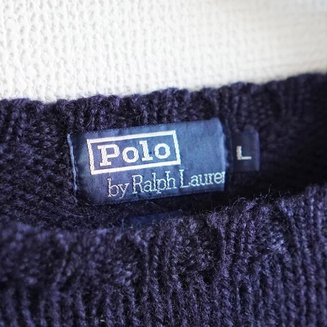 POLO RALPH LAUREN - 【90s】ラルフローレン コットン ニット 刺繍ロゴ オーバーサイズ ゆるだぼ 【予約】 【予約】