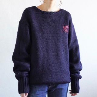 POLO RALPH LAUREN - 90s ラルフローレン 刺繍ロゴ カレッジニット ...